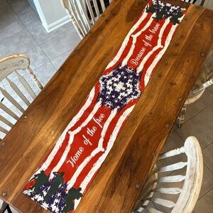 Patriotic Americana Table Runner Red White Blue Stars Stripes Independence